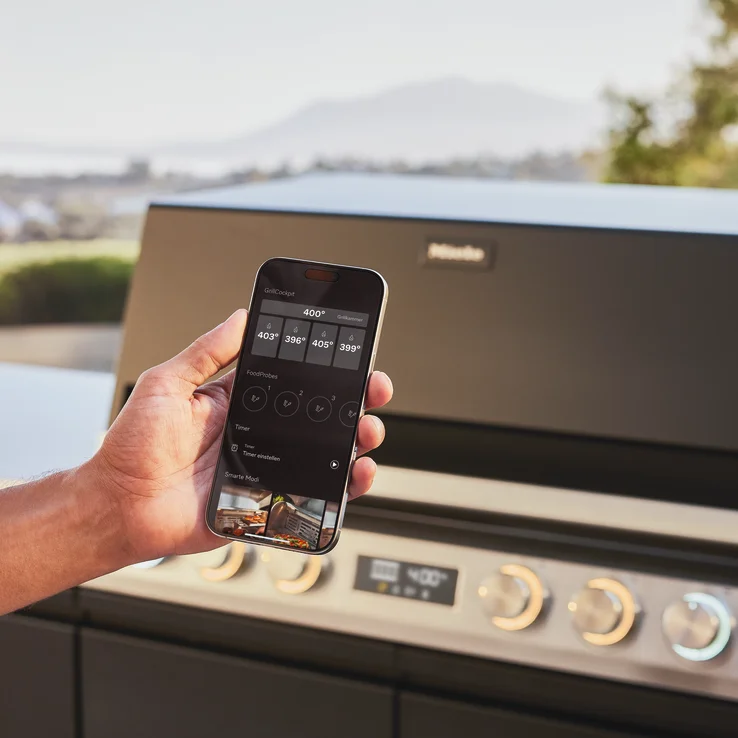 Miele Fire Pro IQ per Miele App aus der Ferne steuern und CookAssist-Parameter an den Grill senden.