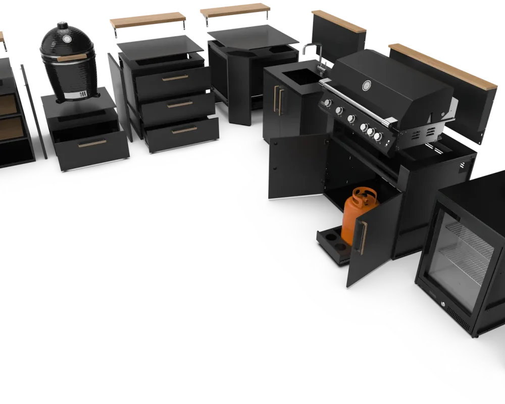 ausstellungsküche kaufen günstig – hochwertige Outdoor-Küche mit Einbaugrill